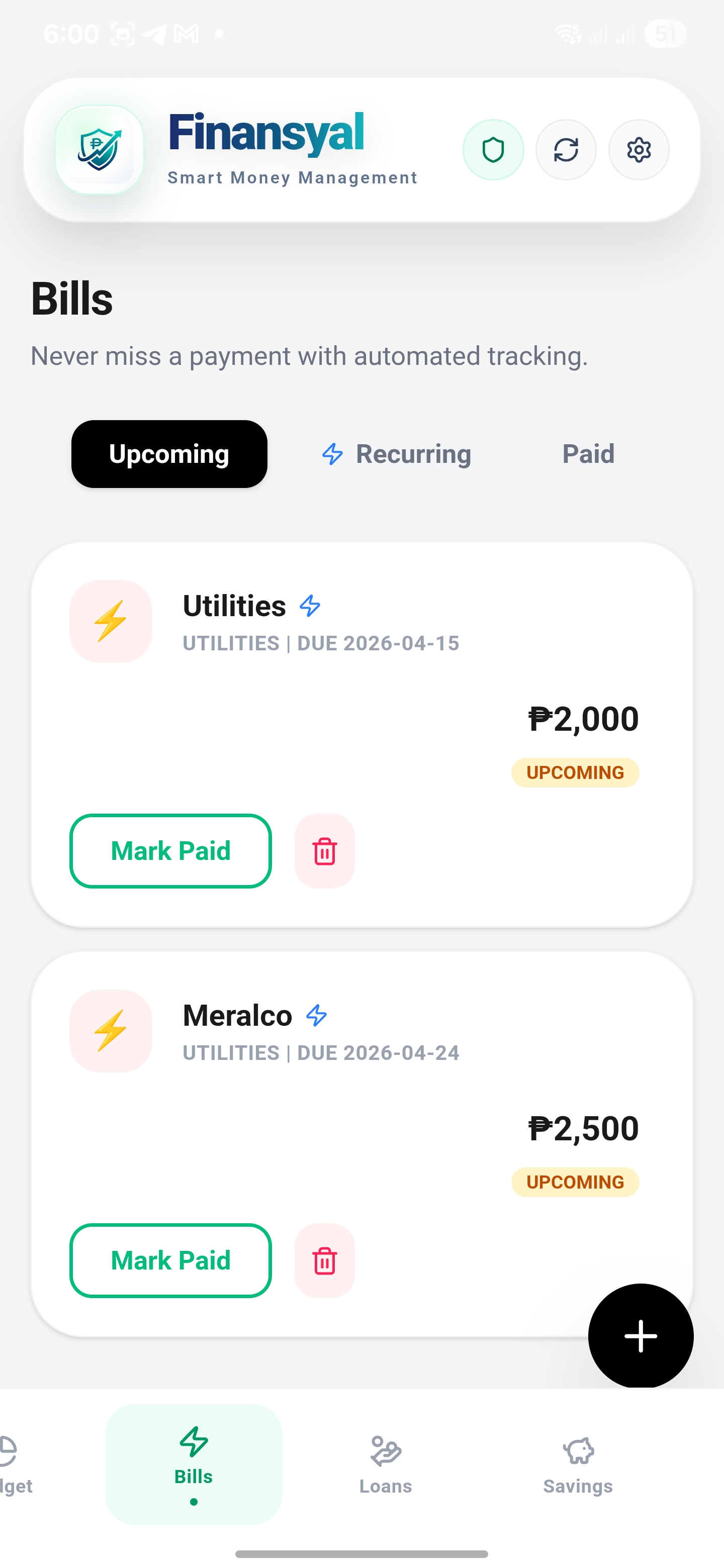 Bills tracking